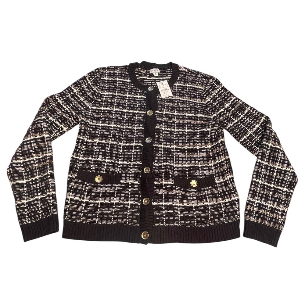 New J. Crew Tweed Lady Cardigan Sweater Womens Size Medium Cozy Business Casual - Picture 3 of 9